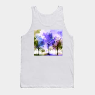 Colorful Purple Blue Abstract Trees Tank Top